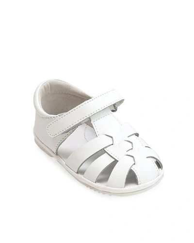 L'amour Shoes Mack Leather Fisherman Sandal, Baby In White