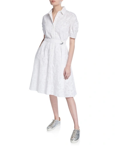 Kenzo Shirting Belted Short-sleeve Dress In White