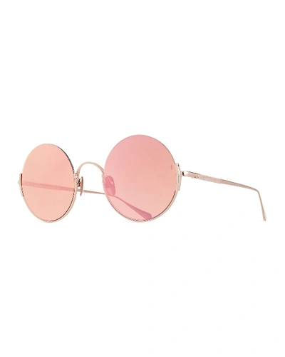 Sunday Somewhere Hunter Semi-rimless Round Sunglasses In Rose Gold