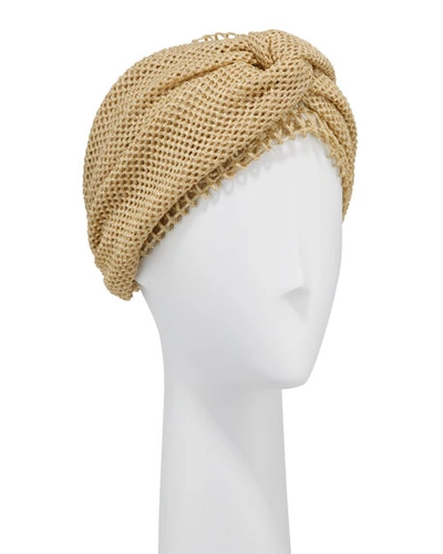 Missoni Mixed Knit Knotted Headband In Beige