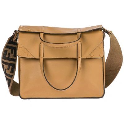 Fendi Flip Tote Bag In Beige