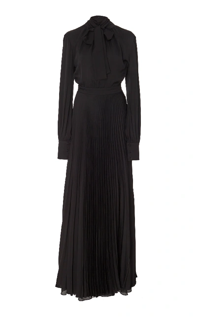 Andres Otalora Maria Silk Long Sleeve Dress In Black