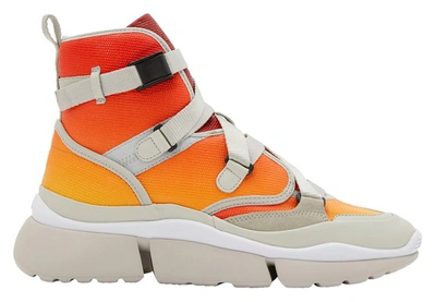 Chloé Sonnie High-top Ombre Leather Sneakers In Yellow Red