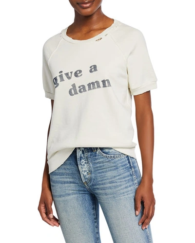 Amo Denim Graphic Short-sleeve Crewneck Sweatshirt In Vintage White