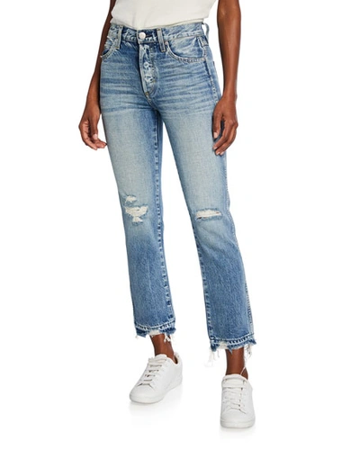 Amo Denim Rigid Babe High-rise Slim Straight Jeans In Loved W Destroy