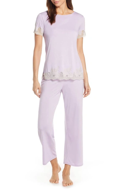 Natori Shangri La Luxe Lace-trim Pajama Set In Lwc Ht Wisteria