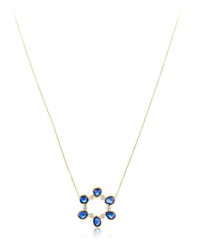 Legend Amrapali Rashmika 18k Blue Sapphire Circle Necklace W/ Diamonds