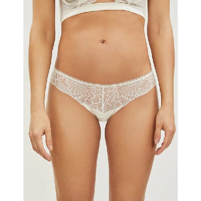 Calvin Klein Ck Black Stretch-lace Briefs In 101 Ivory