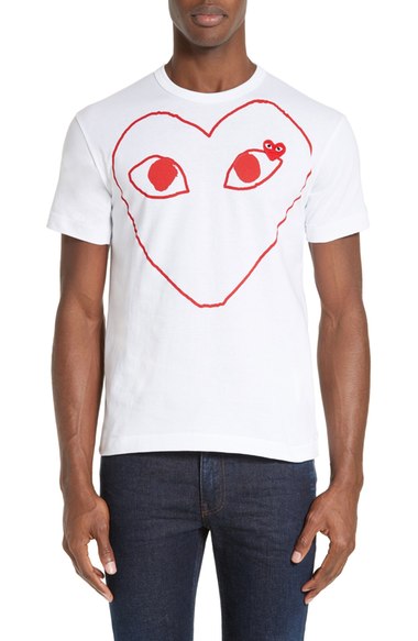 Comme Des GarÇons Play Heart Outline Graphic T-shirt | ModeSens