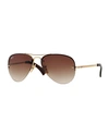 Ray Ban Highstreet 59mm Semi Rimless Aviator Sunglasses - Gradient Brown In Gold/brown