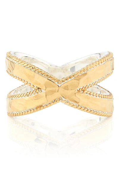 Anna Beck Hammered Cross Ring In 18k Gold-plated Sterling Silver