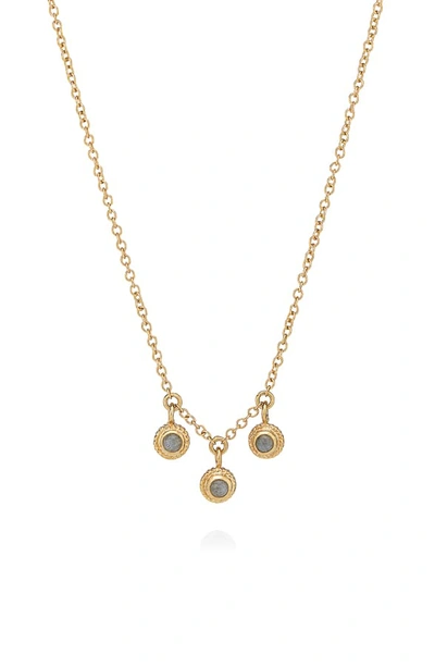 Anna Beck Triple Station Necklace In 18k Gold-plated Sterling Silver, 16 In Gold/ Labradorite