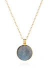 Anna Beck Large Round Pendant Necklace In 18k Gold-plated Sterling Silver Or Sterling Silver, 30 In Gold/ Labradorite