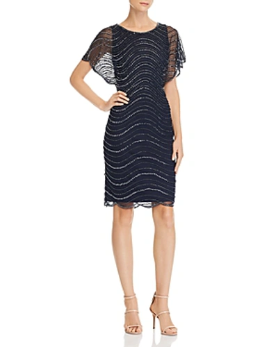 Adrianna Papell Embellished Illusion Dress In Midnight
