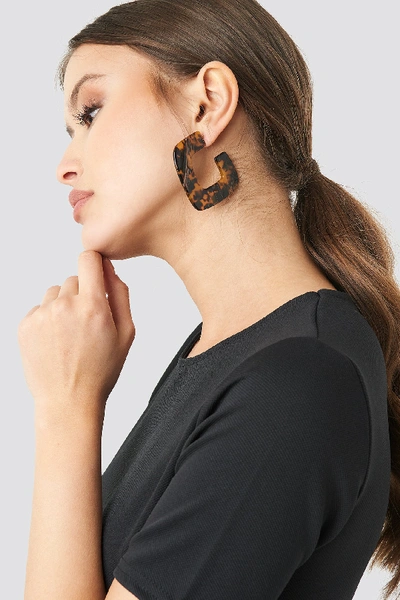 Na-kd Big Squared Resin Earrings - Brown In Tortoise