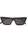 Saint Laurent Cat-eye Two-tone Acetate Sunglasses In Bilayer Black / White/ Grey