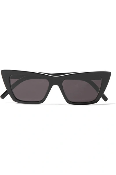Saint Laurent Cat-eye Two-tone Acetate Sunglasses In Black
