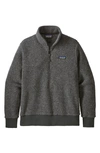 Patagonia Woolyester Fleece Quarter Zip Pullover In Forge Grey