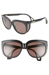 Gucci Square Sunglasses W/ Side Blinder Lenses In Shiny Blk Mazzu/brn Solid