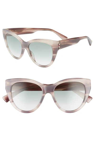 Gucci 53mm Gradient Cat Eye Sunglasses In Marble Print Purple