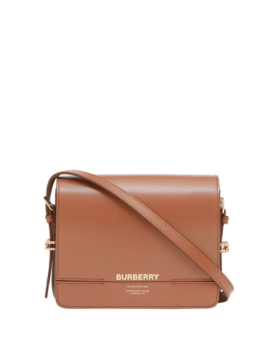 Burberry Horseferry Leather Shoulder Bag In Brown/black