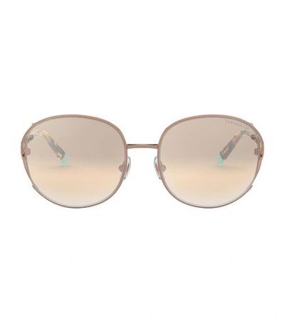 Tiffany & Co 56mm Gradient Round Sunglasses In Brown Mirror Silver Gradient