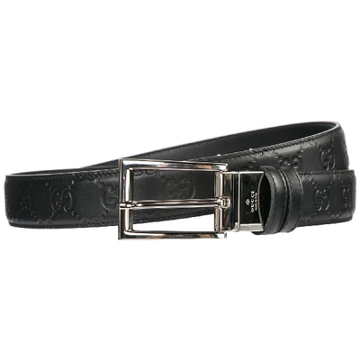 Gucci Men's Belt Reversible Double Genuine Leather In Black