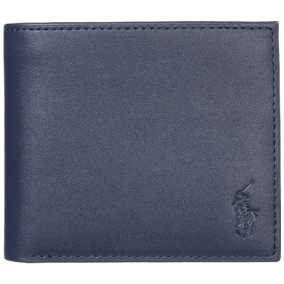 Ralph Lauren Men's Genuine Leather Wallet Credit Card Bifold In Blue