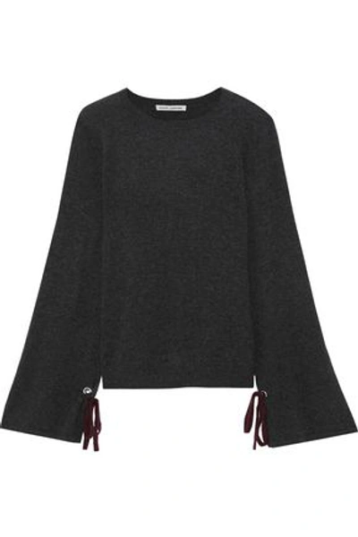 Autumn Cashmere Bow-detailed Mélange Cashmere Sweater In Dark Gray