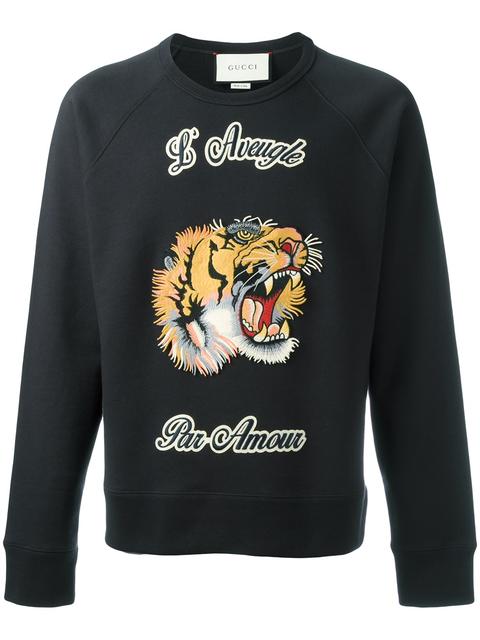 Gucci Tiger Head Slogan Sweatshirt In Medley | ModeSens