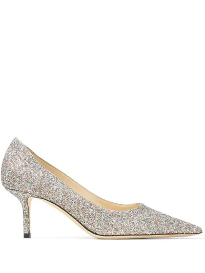 Jimmy Choo Love 65mm Glitter-embellished Pumps In Grey