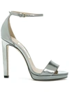 Jimmy Choo Misty Metallic Leather Ankle-strap Sandals In Silver
