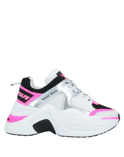 Naked Wolfe Track Fuchsia Leather And Fabric Sneaker In White