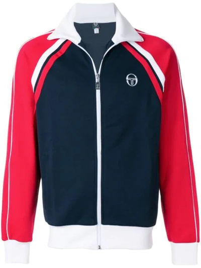 Sergio Tacchini Red Blue And White Zipped Sweatshirt In Mixed Cotton In Blue/red/white