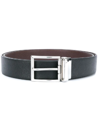 Prada Saffiano Leather Belt In Black