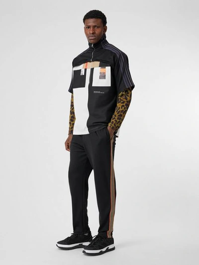 Burberry Icon Stripe Detail Jersey Trackpants In Black