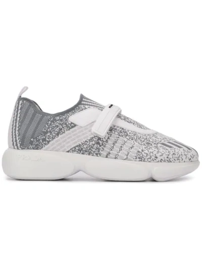 Prada Cloudbust Sneakers In White,grey,silver