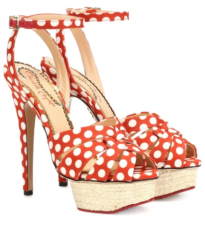 Charlotte Olympia Dolly Polka-dot Plateau Sandals In Red