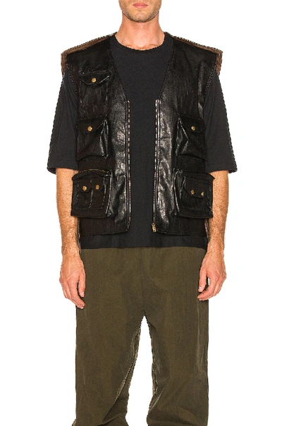 Y/project Faux Leather Hunting Vest In Black