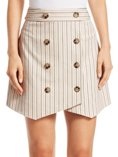 Derek Lam Striped Double-breasted Mini Skirt In Ivory