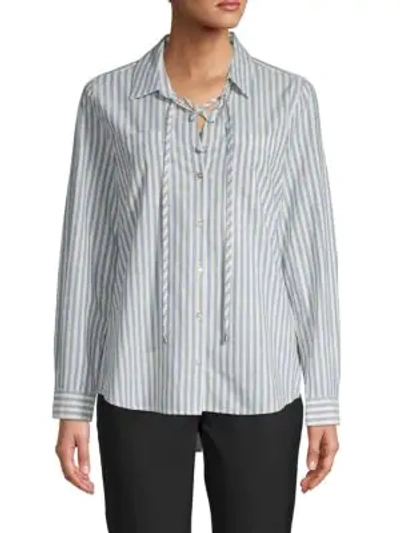 Karl Lagerfeld Stripe Lace-up Tunic In Blue White