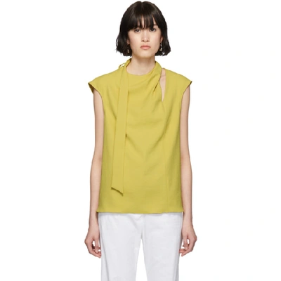 Tibi Chalky Drape Sleeveless Tie Pleat Top In Xanthe Yell