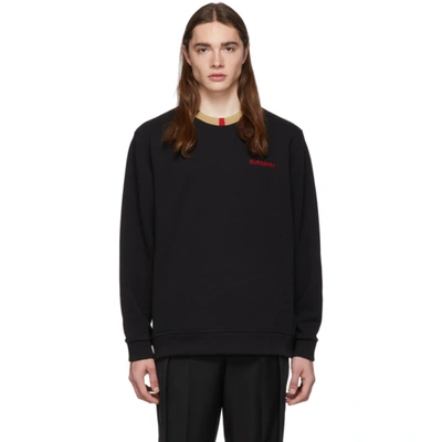 Burberry Jarrad Icon Stripe Collar Sweatshirt In Black