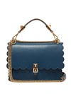 Fendi Kan I Leather Shoulder Bag In Blue