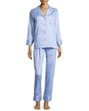 Natori Leopard-print Cotton Two-piece Pajama Set In Blue