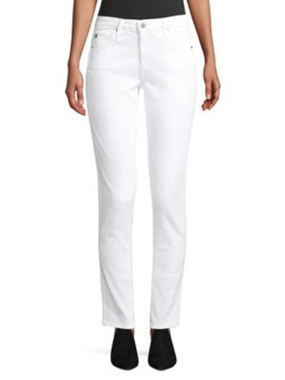 Ag Prima Sateen Mid-rise Crop Cigarette Trousers In White