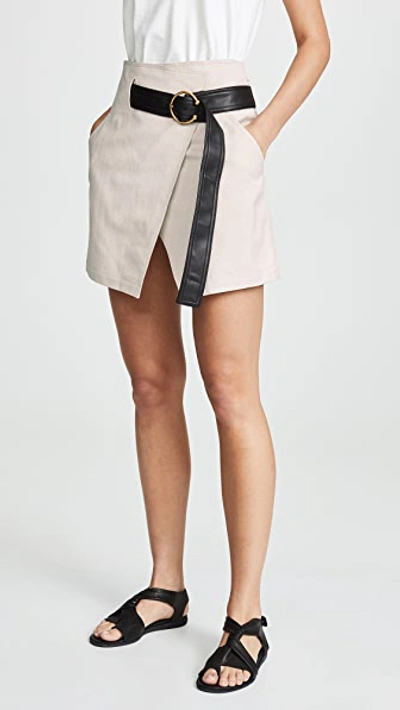 A.l.c Cami Belted Linen A-line Wrap Skirt In Ecru