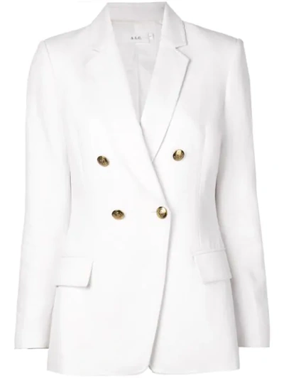 A.l.c Sedgwick Linen Cotton Double Breasted Blazer In White