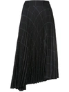 Vince Asymmetric Pleated Crepe Midi Skirt In Black