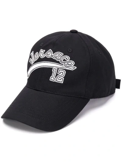 Versace Men's Varsity Logo Baseball Hat In Black